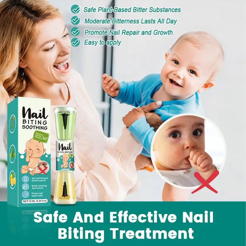 FanzyMarket 10ml anti-biting nail polish for kids and teens with natural plant extracts, designed to deter nail biting with a bitter taste.