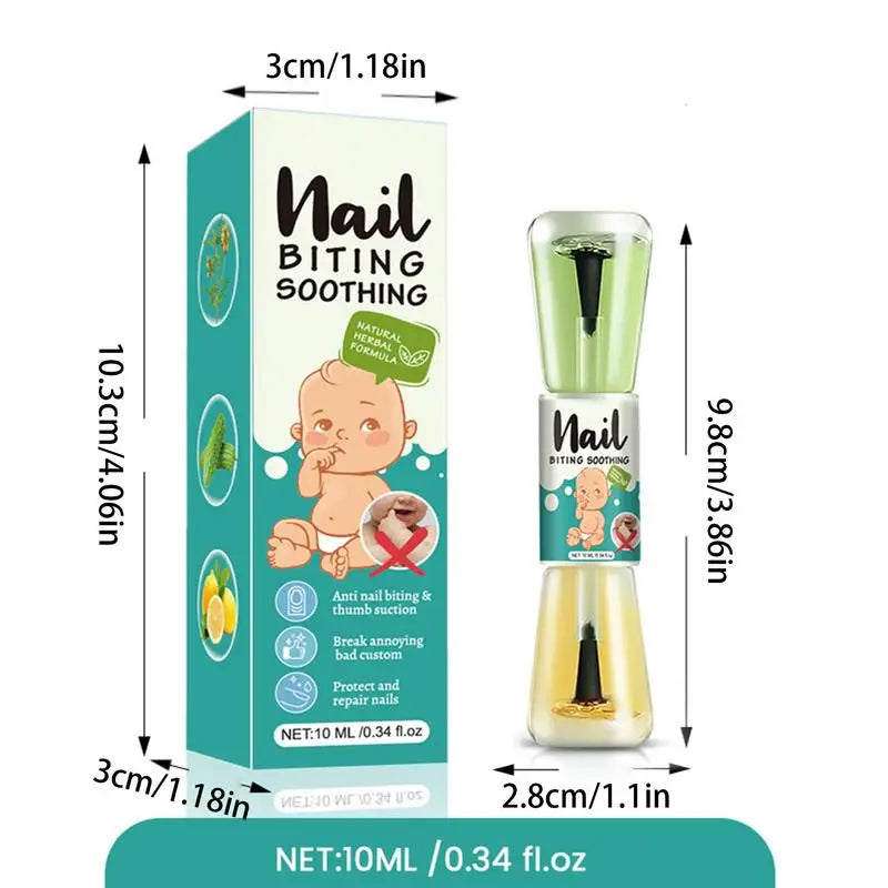 FanzyMarket 10ml anti-biting nail polish for kids and teens with natural plant extracts, featuring a bitter taste to prevent nail biting.