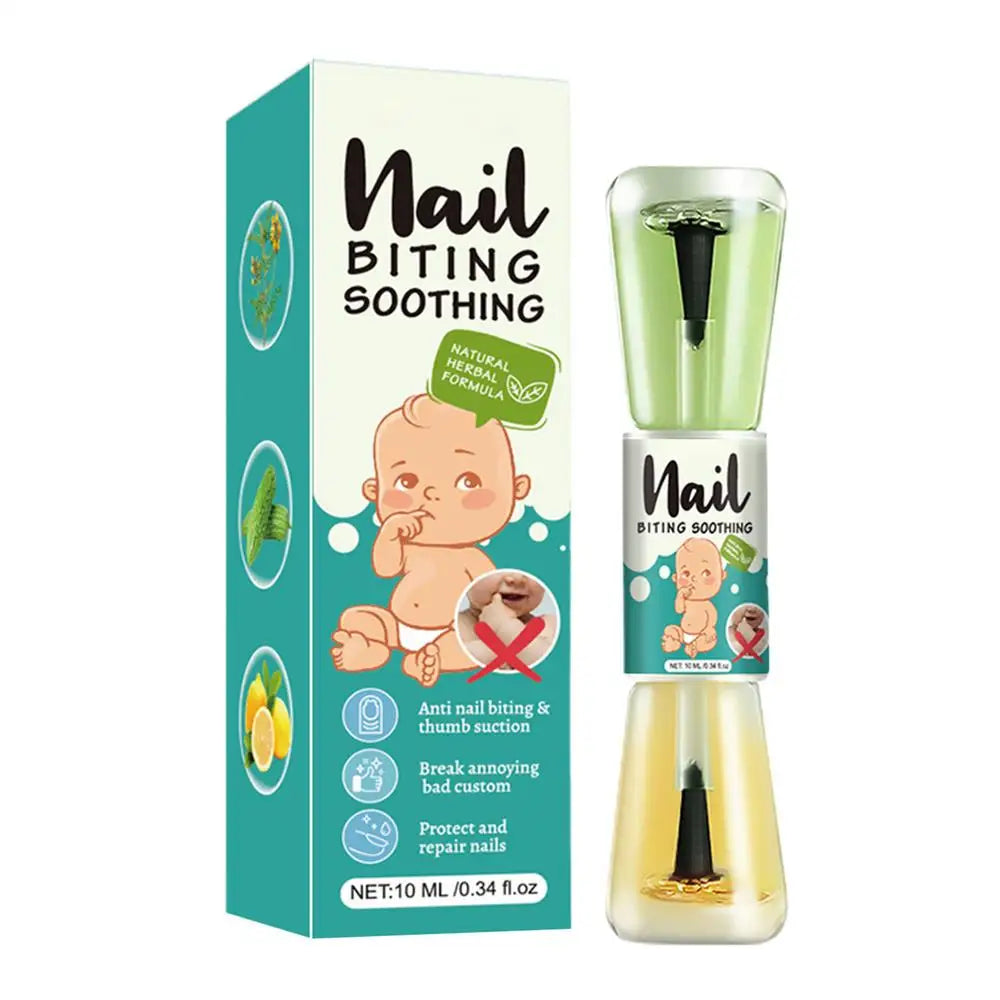 FanzyMarket 10ml anti-biting nail polish for kids and teens with natural plant extracts, featuring a bitter taste to deter nail biting.