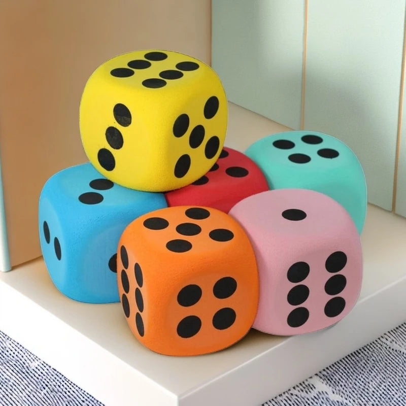 FanzyMarket 8cm soft foam dice, large six-sided counting toy for kids, classroom math learning aid, random colors