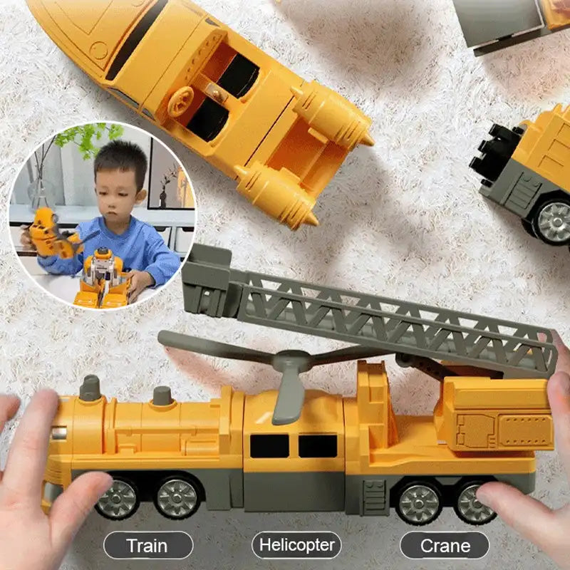 FanzyMarket kids magnetic engineering car toy set with 35 pieces, featuring a storage box and transforming magnetic build components.