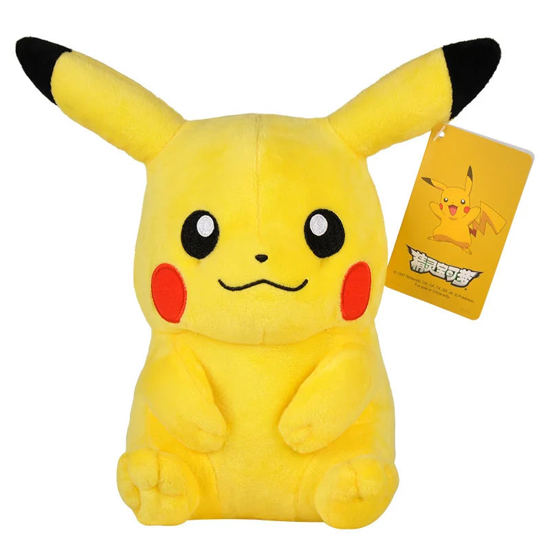 Collection of 40 cute anime Pokémon plush toys including Pikachu, Gengar, Dragonite, and Piplup, ideal for kids and gifts.
