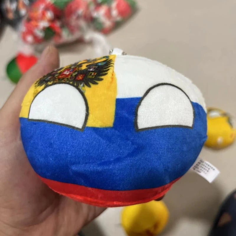 FanzyMarket Polandball Countryball plush keychain, 10 cm, featuring 70 designs, soft stuffed toy for kids and collectors.
