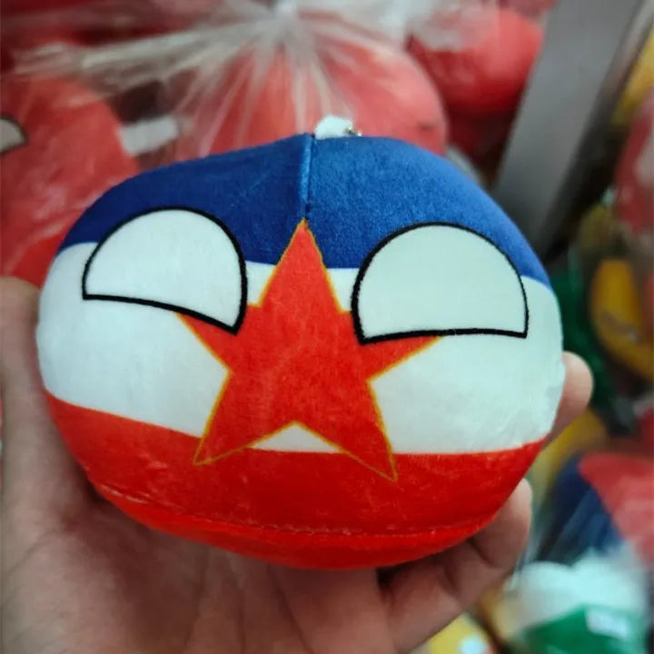 Polandball Countryball plush keychain by FanzyMarket, 10cm stuffed toy with 70 designs, ideal for kids and collectors.
