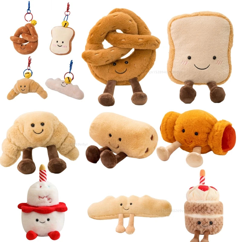 FanzyMarket cartoon egg and toast plush pillow, 25cm cute breakfast-themed stuffed doll, perfect as a food plush gift.
