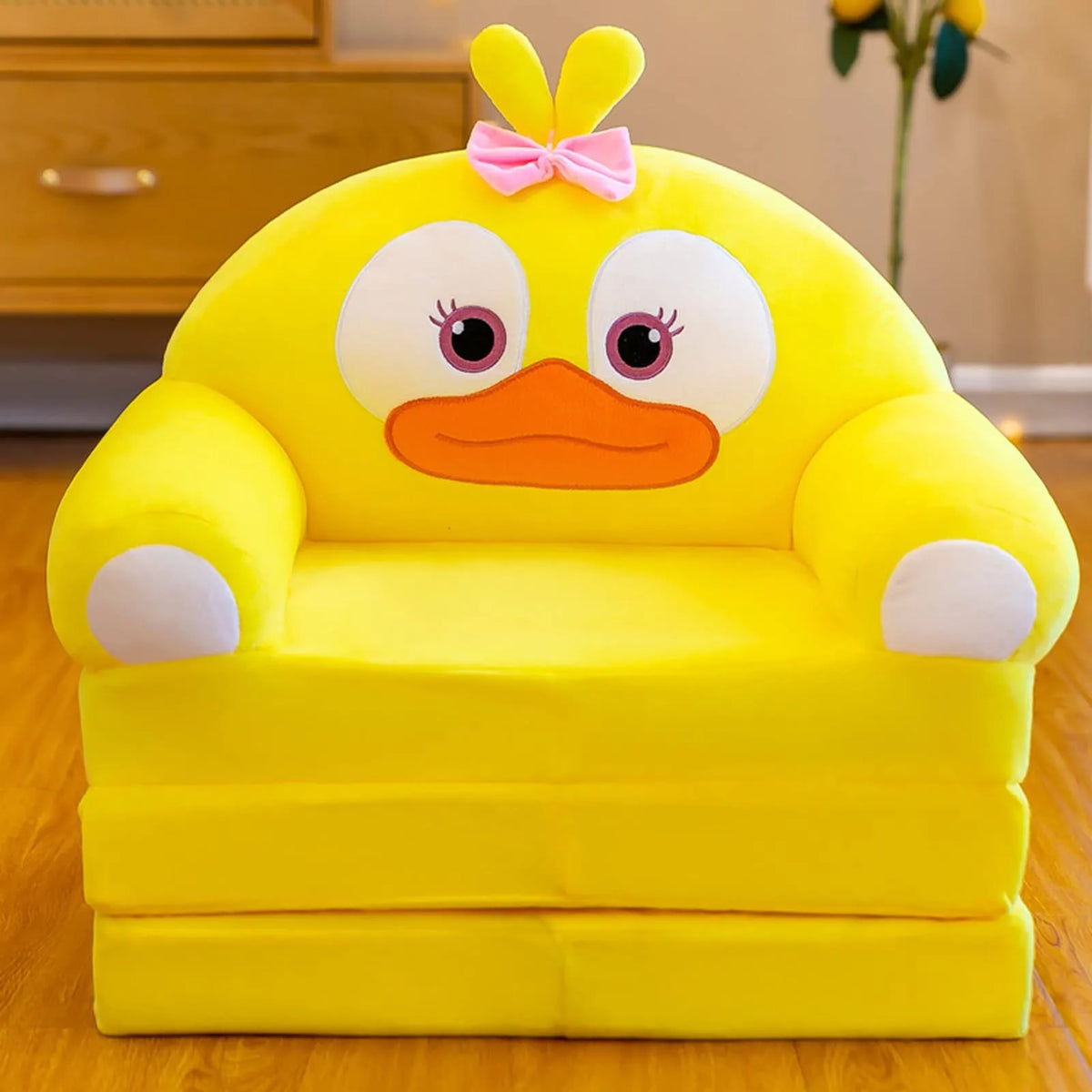 FanzyMarket plush foldable kids sofa bed 2-in-1 cartoon armchair with removable washable cover, suitable for children.