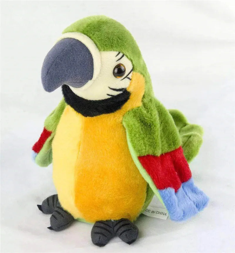 FanzyMarket talking parrot plush toy with waving wings, recordable electronic bird stuffed toy for kids, soft and playful.