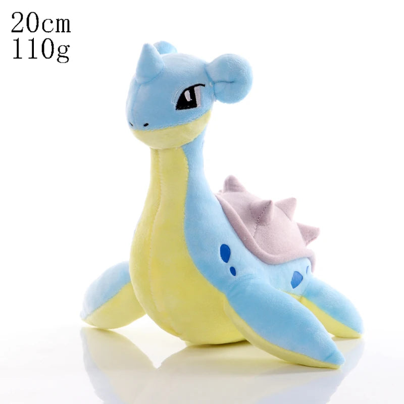 FanzyMarket Pikachu & Friends 8-inch plush stuffed animals including Pikachu, Charmander, Squirtle, Eevee, and Gengar.