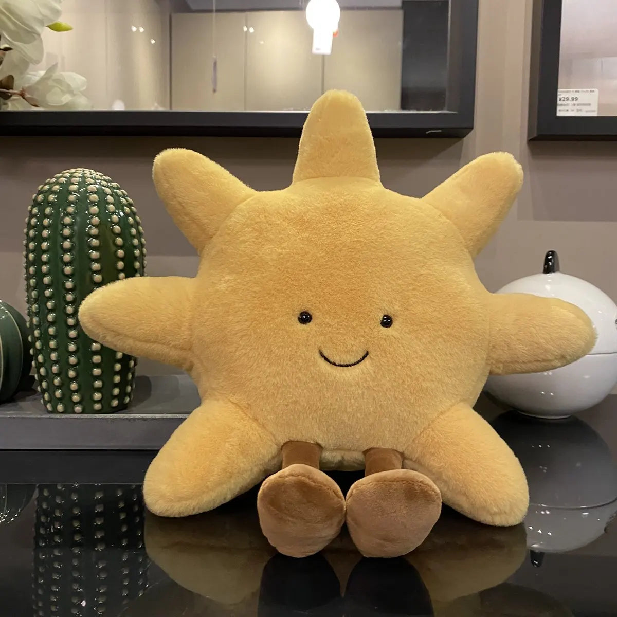FanzyMarket smiling sun and moon plush pillow set, cute cartoon weather plushies, 14-20 inch sun and 12-19 inch moon pillows.