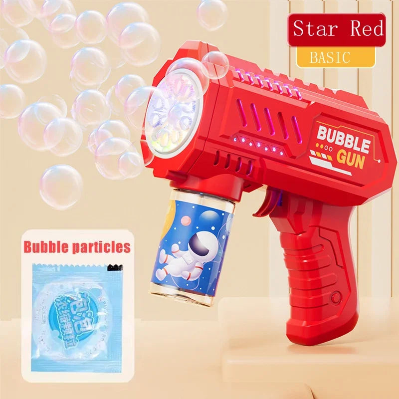 FanzyMarket 6-hole dinosaur bubble machine for kids, electric bubble gun with lights, fully automatic outdoor bubble blower.