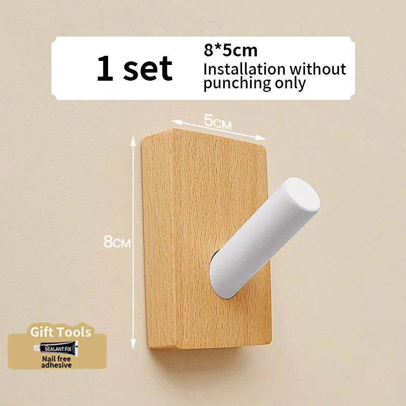 Wall-mounted aluminum robe hook by FanzyMarket, black walnut finish, adhesive mount, for towels, coats, and bags, available in 1-3 hooks.