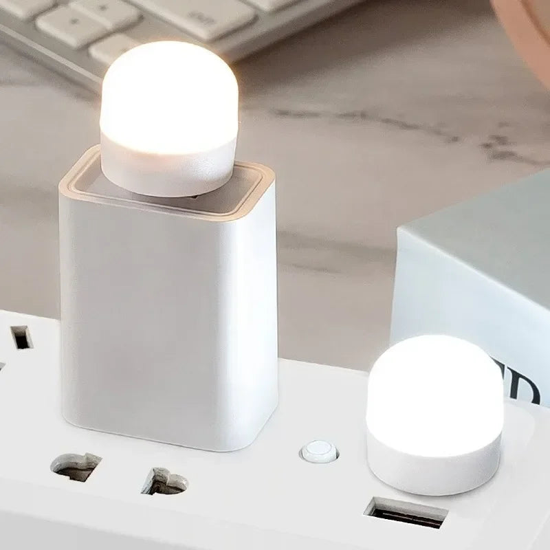 FanzyMarket mini USB LED night lights in warm white, portable eye-protection reading lamps, 1 to 10 pack for decor and lighting.