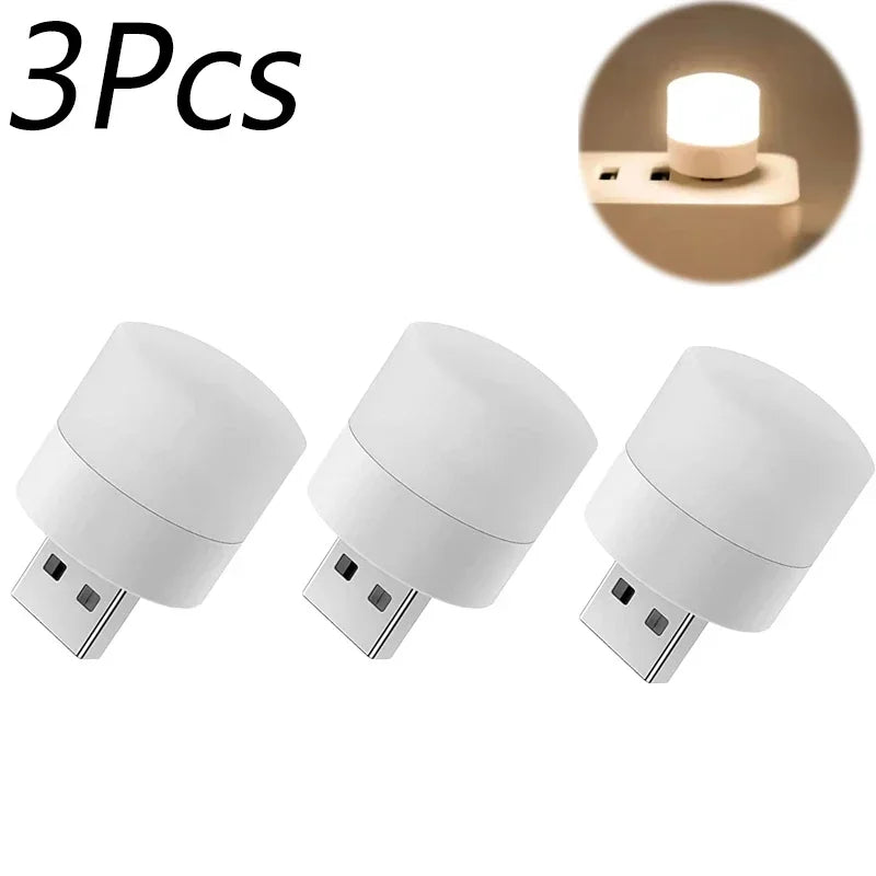 FanzyMarket mini USB LED night lights in warm white, portable eye-protection reading lamps, 1 to 10 pack, USB plug-in decor lighting
