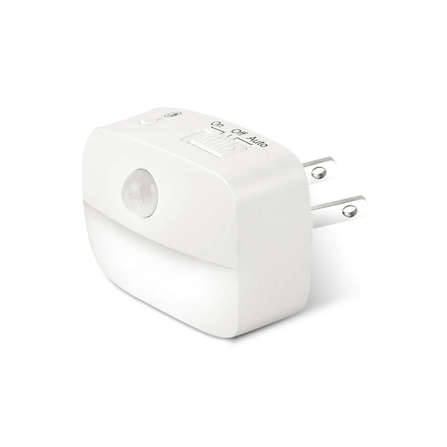 FanzyMarket plug-in motion sensor night light with dusk-to-dawn sensor, mini LED for bathroom, hallway, or bedroom lighting.