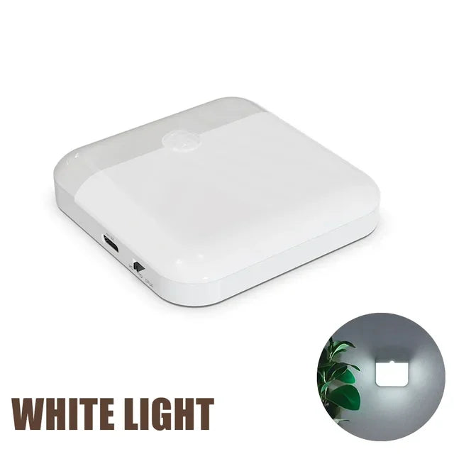 FanzyMarket motion sensor LED night light, rechargeable square lamp in cold white, suitable for bedroom, kitchen, hallway, wardrobe.