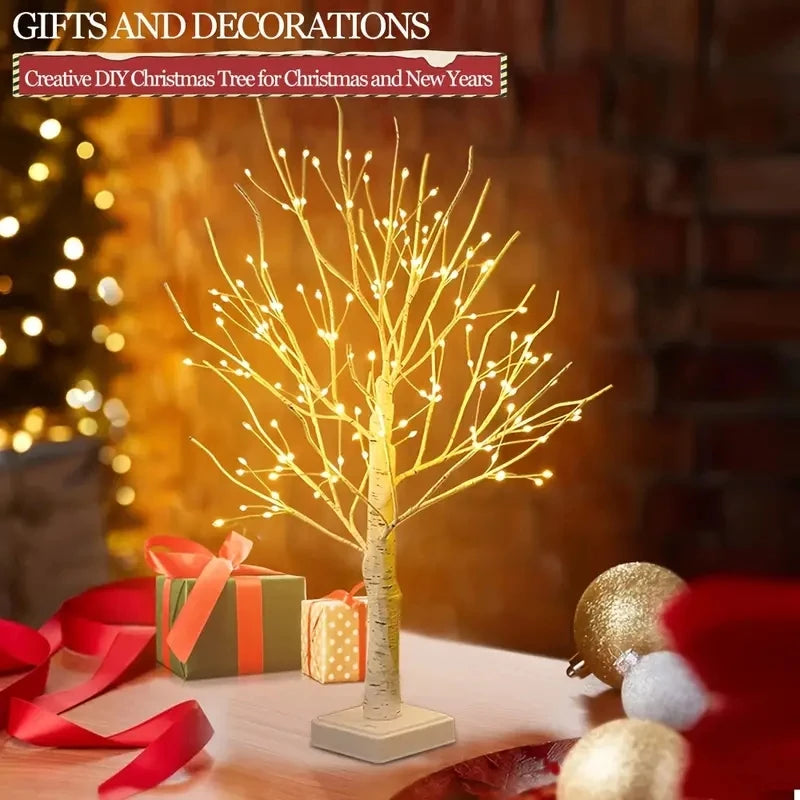 FanzyMarket 144 LED Birch Tree Light in warm white, USB and battery powered, 60x10 cm tabletop holiday decor for Christmas, Halloween, Easter.