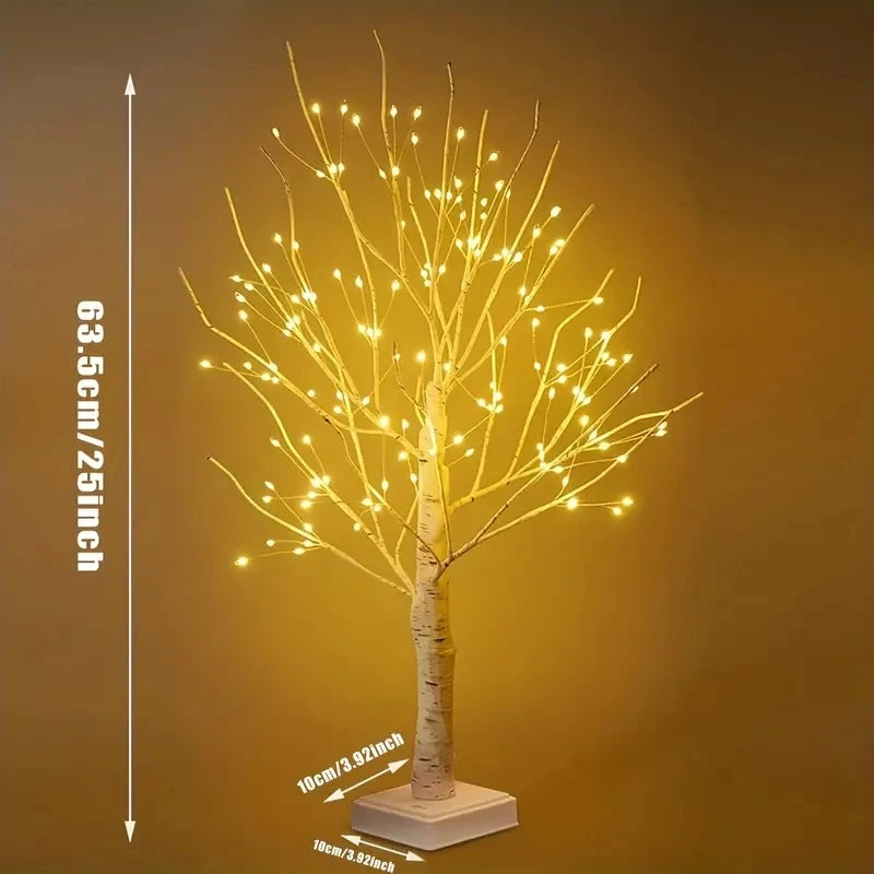 FanzyMarket 144 LED Birch Tree Light in warm white, USB and battery powered, 60x10 cm holiday tabletop decor for Christmas, Halloween, Easter