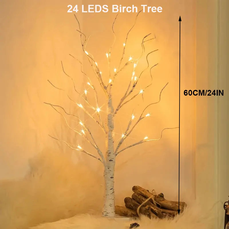 FanzyMarket 144 LED Birch Tree Light in warm white, USB and battery powered, 60 x 10 cm holiday tabletop decor for Christmas, Halloween, Easter.