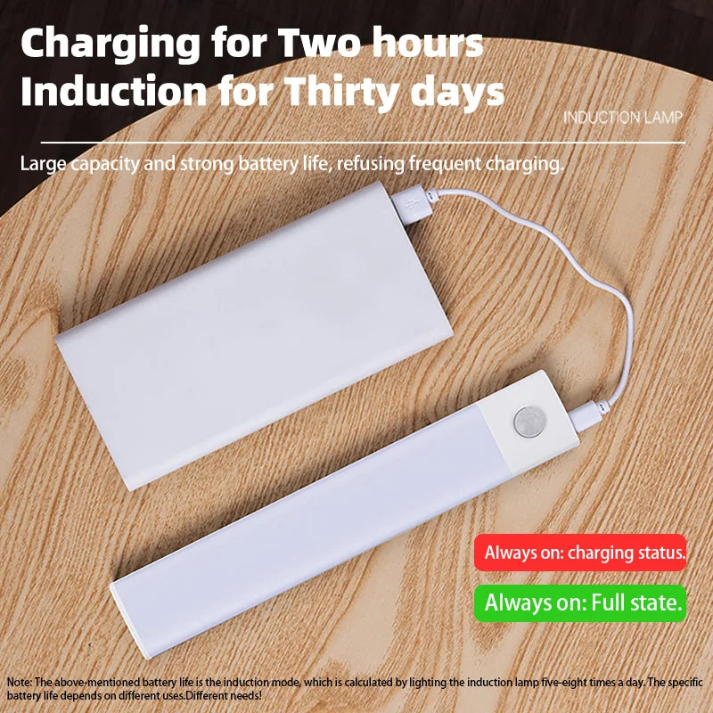 FanzyMarket rechargeable motion sensor LED night light with magnetic mount, 3 color temperatures, ideal for cabinets and wardrobes.