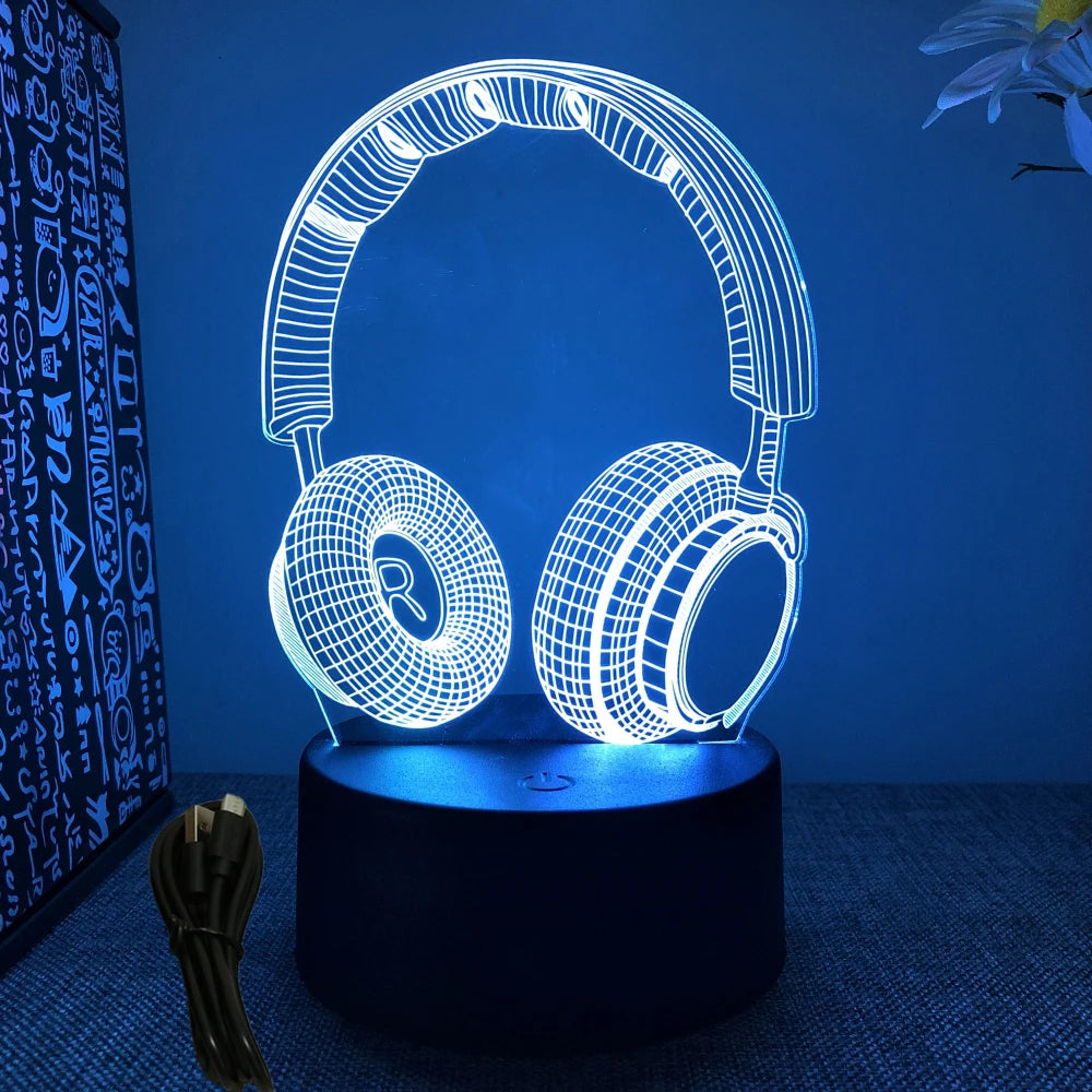 FanzyMarket Neon Gamer 3D LED night light with RGB colors, gaming-themed lamp for kids' bedrooms and gamer rooms.