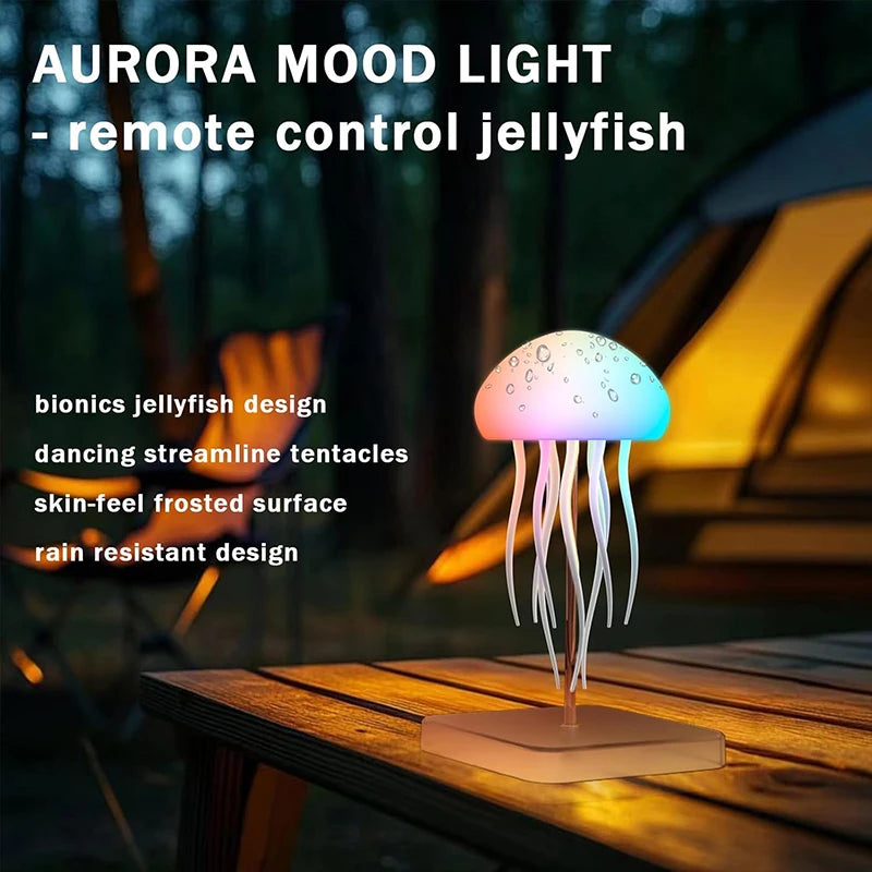 FanzyMarket Jellyfish LED night light with touch control, remote, rechargeable USB-C, color-changing ambient lamp for bedroom and kids