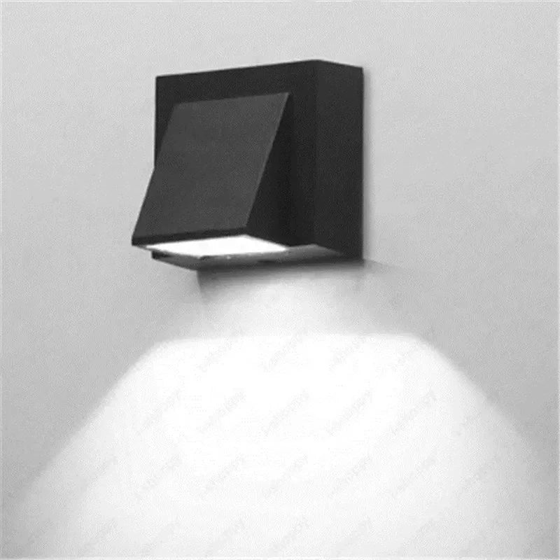 FanzyMarket IP65 5W aluminum outdoor LED wall light with black finish, waterproof garden and balcony sconce, natural white light.