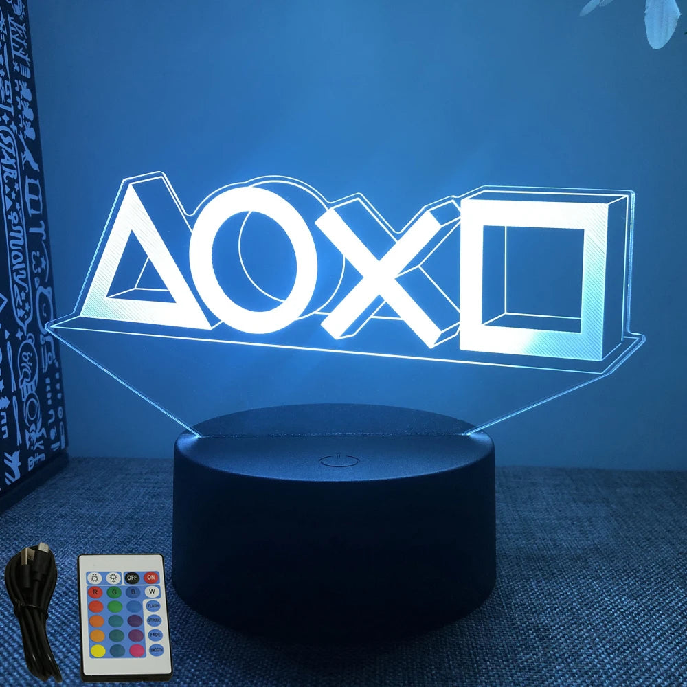 FanzyMarket 3D LED Neon Gamer Lamp with RGB acrylic night light, remote and touch control, ideal for gaming rooms and kids' decor.