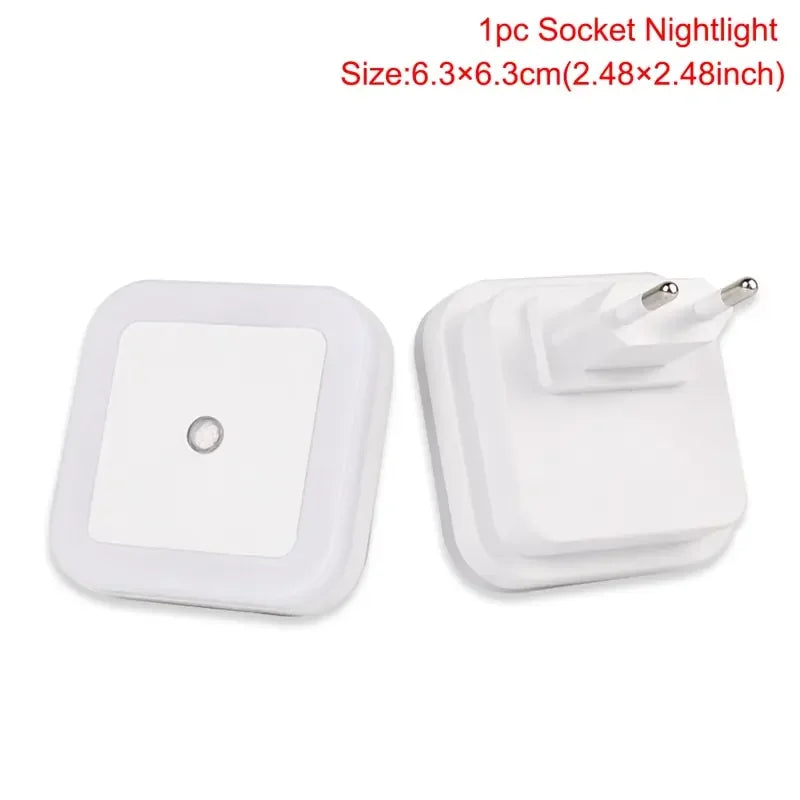 FanzyMarket wireless LED night light with EU plug, blue color, light sensor, tricolor glow for kids' bedroom lighting.