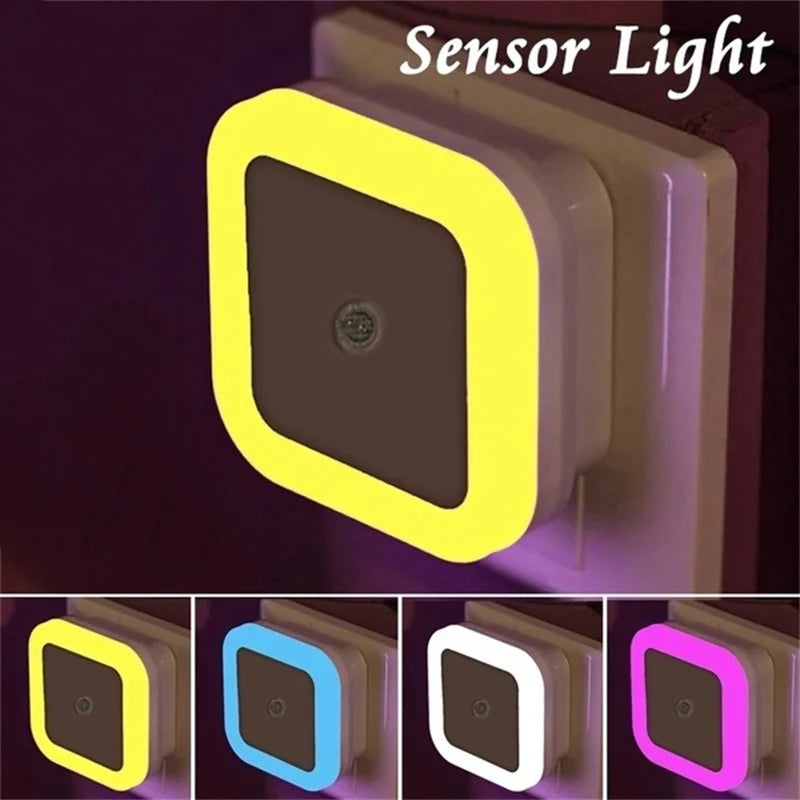 FanzyMarket LED sensor night light with EU plug, blue 360° nightlight for bedroom, nursery, and kids' rooms, auto on/off feature