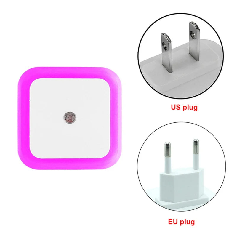 FanzyMarket LED sensor night light with EU plug, blue glow, auto on/off, 360° illumination for bedroom, nursery, or kids' room