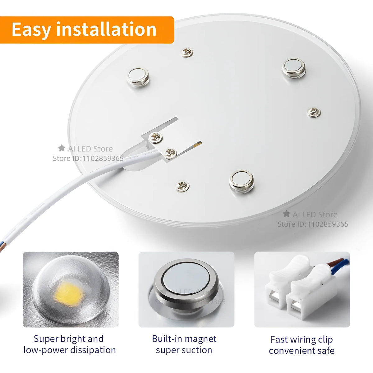 Round LED panel ceiling light by FanzyMarket, 12W-60W, flush mount, cold white, ideal for modern indoor lighting.