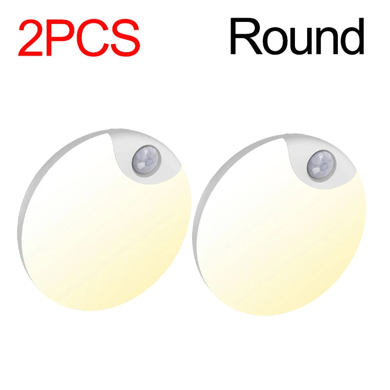 FanzyMarket USB rechargeable motion sensor night light with warm and cool LED, magnetic mount for bedroom, hallway, closet, or stairs.