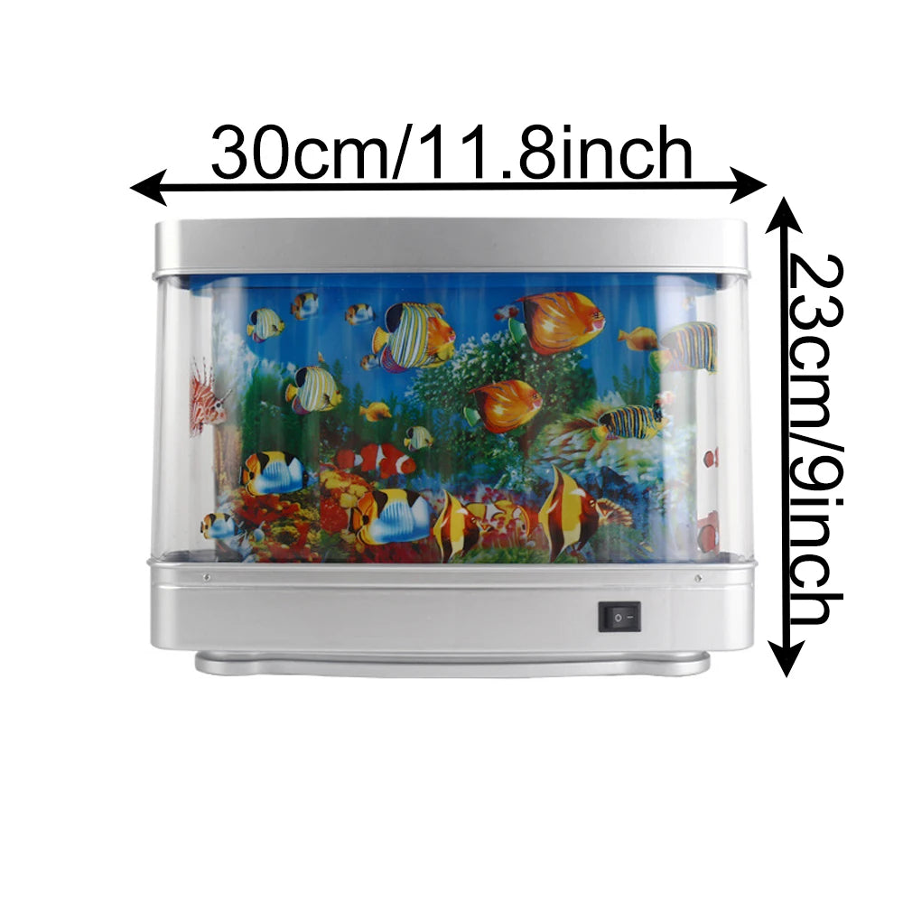 FanzyMarket Ocean Aquarium Motion Lamp with virtual moving tropical fish, decorative night light for relaxing ambiance