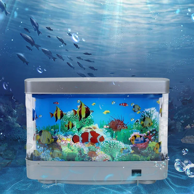 FanzyMarket Ocean Aquarium Motion Lamp with virtual moving tropical fish night light, decorative lamp for ambient lighting.
