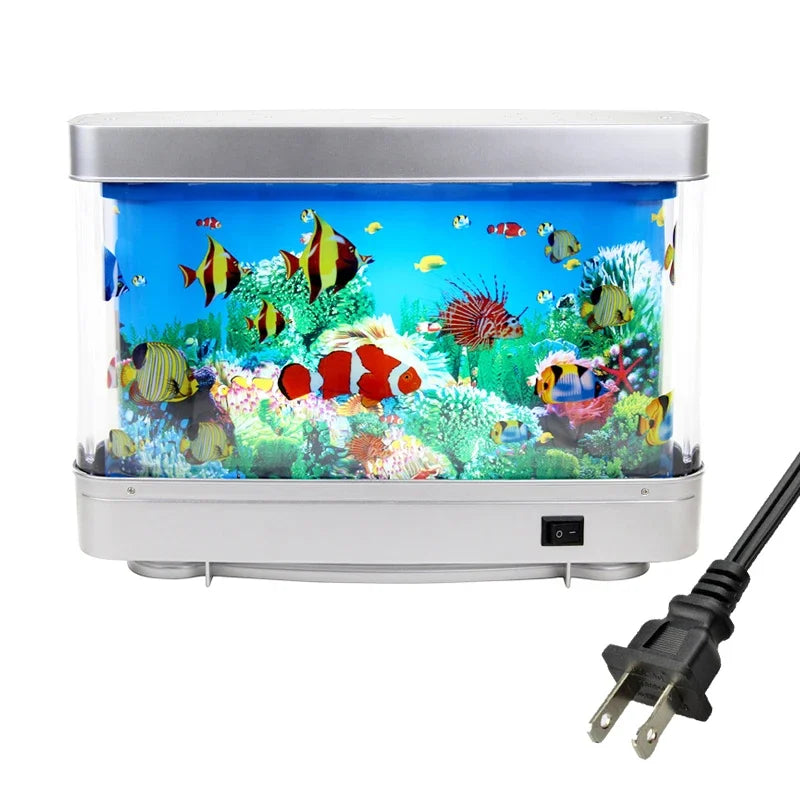 FanzyMarket ocean aquarium motion lamp with virtual moving tropical fish, decorative night light for ambient lighting and underwater effect.