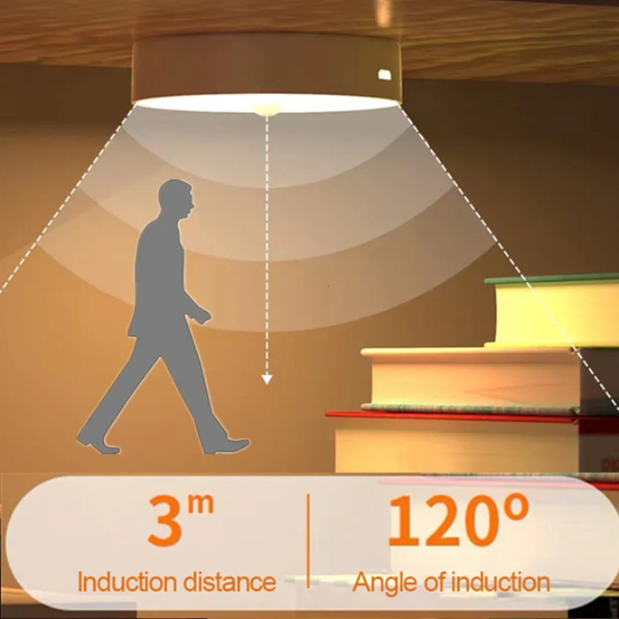 FanzyMarket USB rechargeable motion sensor LED night light with warm and cold white options, ideal for closets, stairs, and under-cabinet lighting.