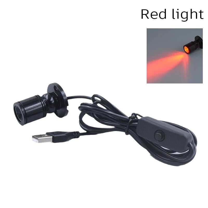 FanzyMarket 3W USB LED mini spotlight with warm white and RGB, surface mount, rotatable for cabinet and jewelry display lighting.