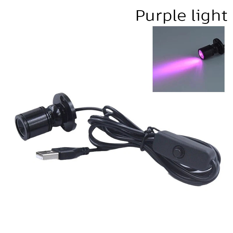 FanzyMarket 3W USB LED mini spotlight with surface mount, rotatable design, warm white and RGB options for cabinet or jewelry display lighting.