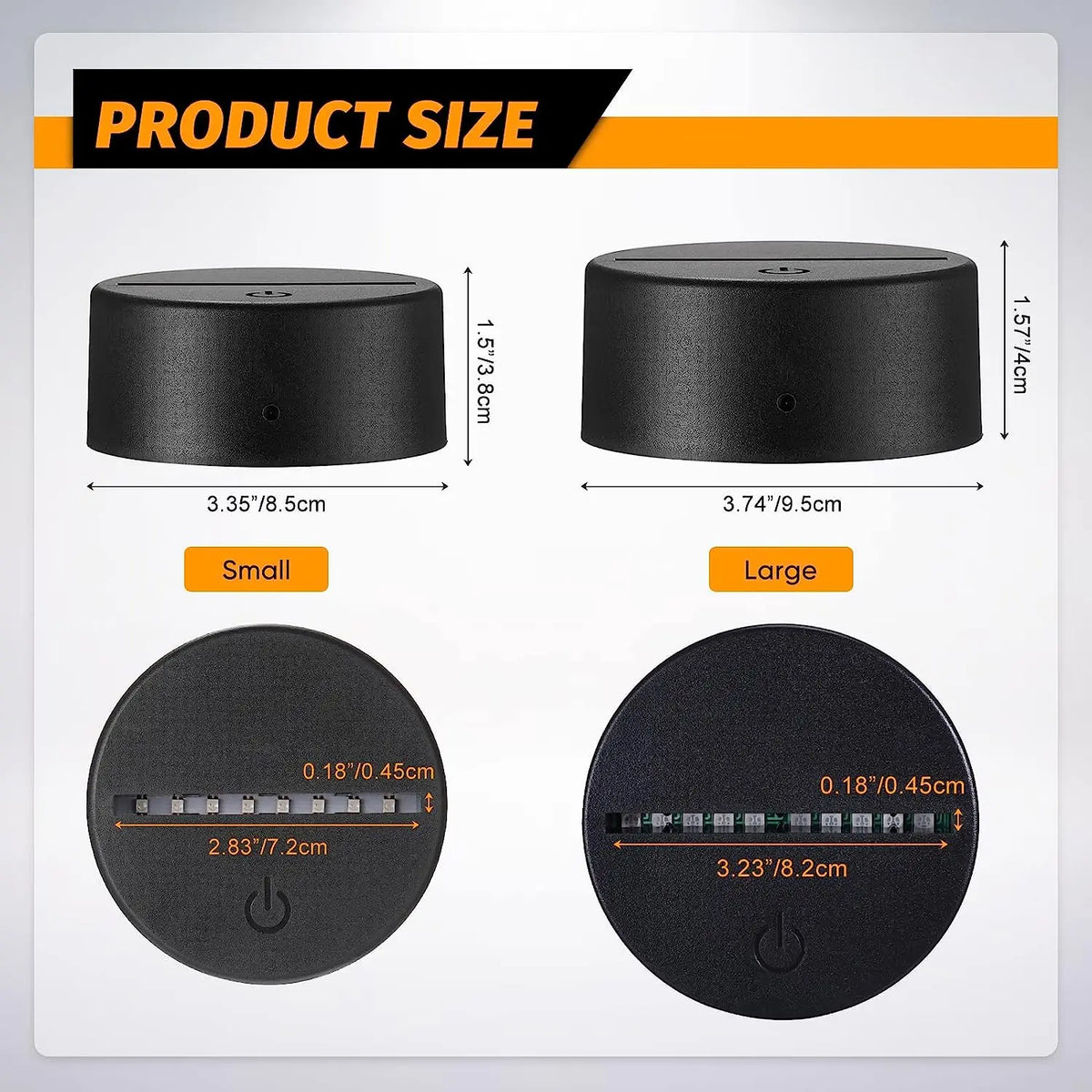 FanzyMarket 12-pack 3D LED acrylic lamp bases with black stands, remote control, USB power, for resin display lighting and decor.