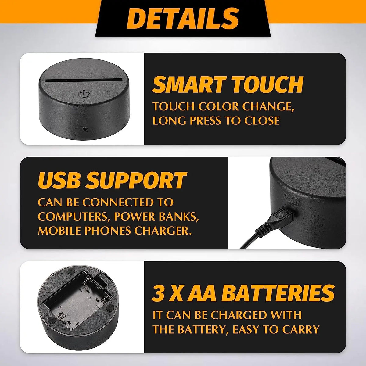 FanzyMarket 12-pack 3D LED acrylic lamp bases with black stands, remote control, USB power, for resin display lighting and decor.