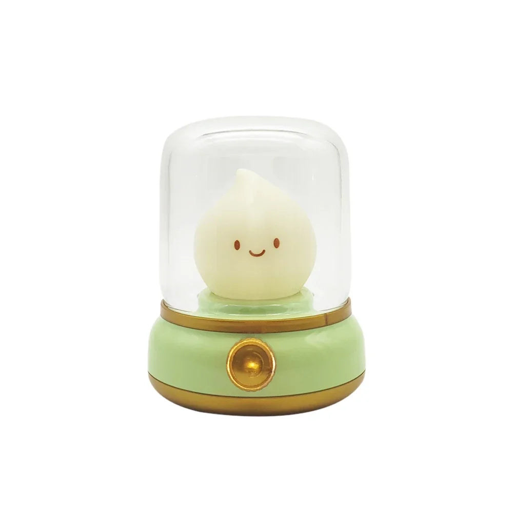 FanzyMarket kerosene-style LED night light flameless candle with dimmable, USB rechargeable lamp for bedroom or camping use.