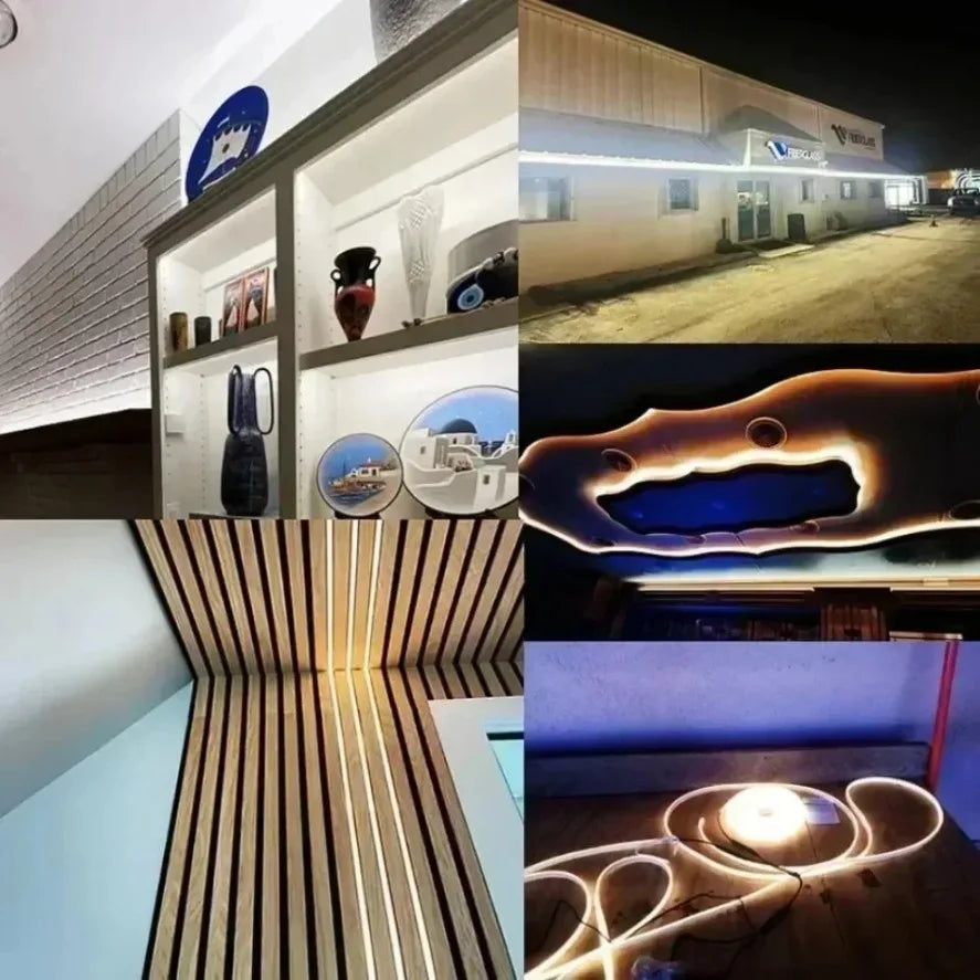 FanzyMarket 220V COB LED strip light with 288 LEDs/m, waterproof IP65, 1 meter warm, neutral, or cool white lighting, 8.64W/m.