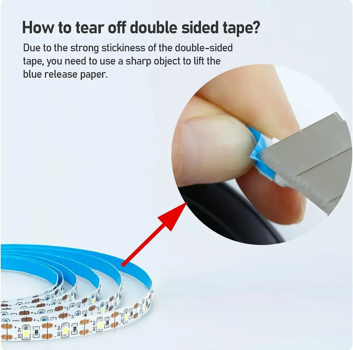 FanzyMarket 5V USB LED strip light in warm and cool white, 4 meters long, suitable for TV backlighting and home decor.