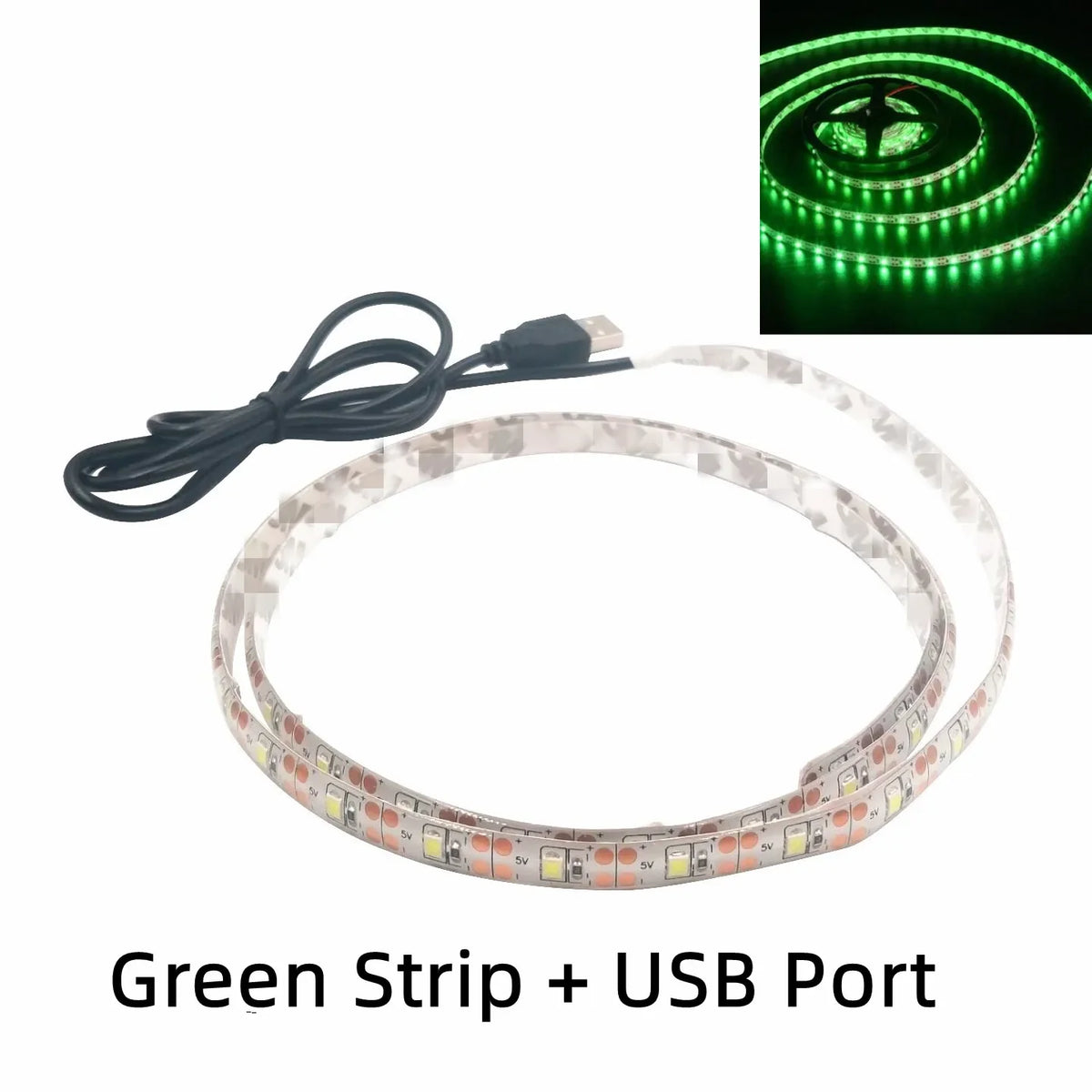 FanzyMarket 5V USB LED strip light in warm and cool white, waterproof, flexible, 3-meter length for TV backlighting and decor.