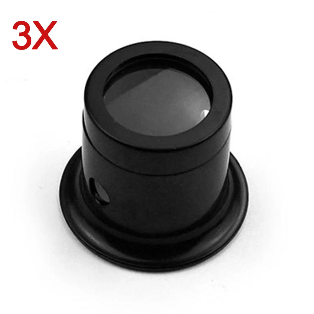 FanzyMarket handheld jeweler's loupe magnifier with 15x magnification, featuring dual lenses for detailed watchmaking inspection.