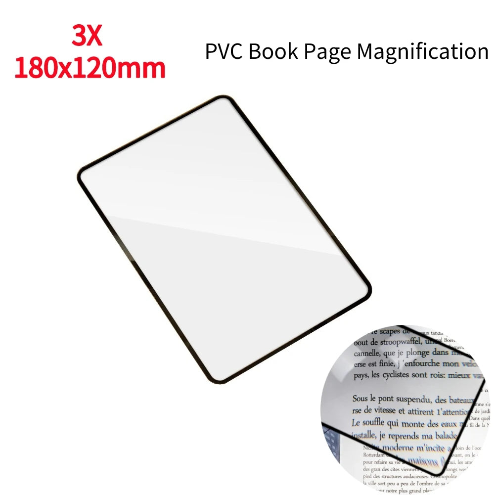 FanzyMarket ultra-thin full-page magnifier sheet measuring 180x120mm for reading books, ideal for detailed page viewing.
