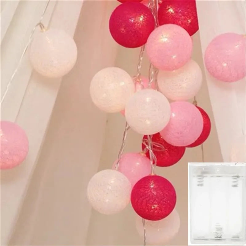 FanzyMarket cotton ball string lights with 10/20/30 LEDs, USB and battery-powered, ideal for home, wedding, party, or Christmas decor.