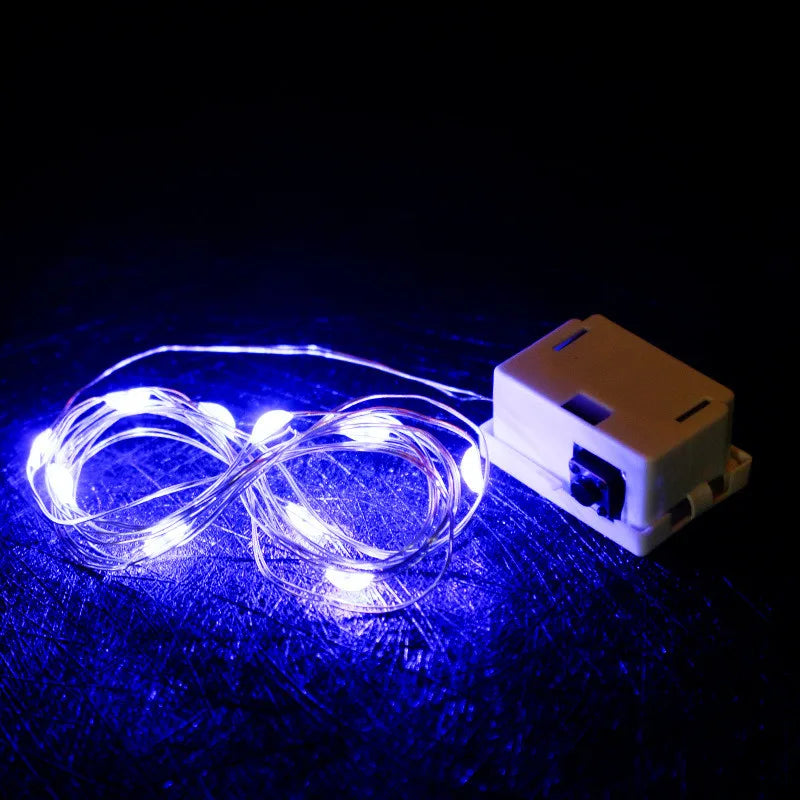 FanzyMarket button battery LED fairy string lights in pink, 2m length with 20 warm white, white, blue, or multicolor LEDs for indoor outdoor use.