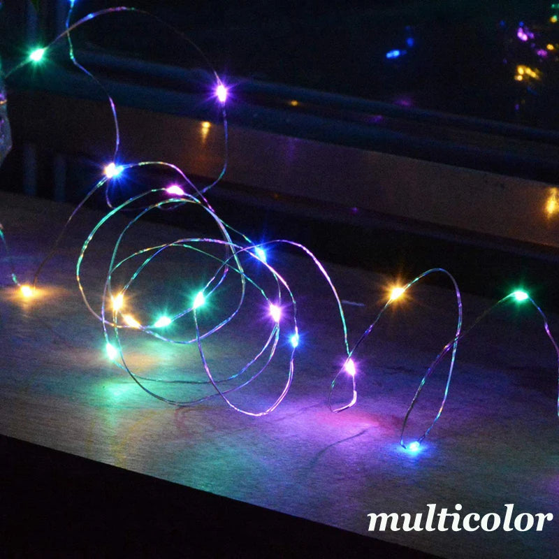 FanzyMarket battery operated LED fairy lights on copper wire, multicolor, 3m length, 30 LEDs for bedroom, Christmas, and parties.
