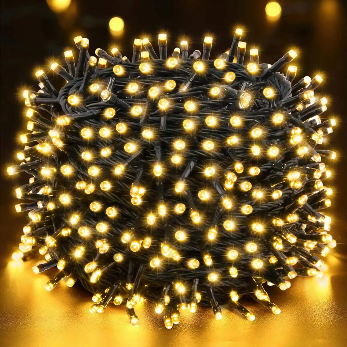 LED fairy string lights in warm white, white, and multicolor options, designed for indoor and outdoor use, IP65 waterproof.